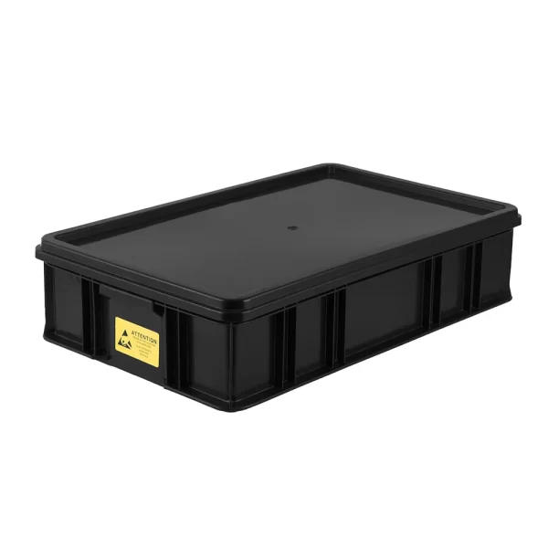 ESD Box With Lid Thick Wall Static Dissipative PCB Storage Tote