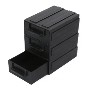 Pull-out drawer on ESD component bin for bench access